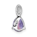 Sterling Silver Rhodium-plated Polished Pear Amethyst Teardrop Chain Slide Pendant - Image 3