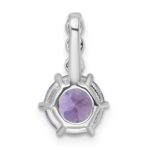 Sterling Silver Rhodium-plated Polished and Beaded Round Amethyst and White Topaz Chain Slide Pendant - Image 3