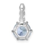 Sterling Silver Rhodium-plated Polished and Beaded Round Sky Blue and White Topaz Chain Slide Pendant - Image 3