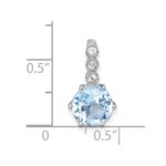 Sterling Silver Rhodium-plated Polished and Beaded Round Sky Blue and White Topaz Chain Slide Pendant - Image 4