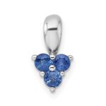 Sterling Silver Rhodium-plated Polished Three Round Sapphires Pendant