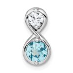 Sterling Silver Rhodium-plated Polished Round Lab Created Paraiba and CZ Infinity Chain Slide Pendant