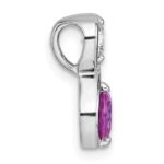 Sterling Silver Rhodium-plated Polished Round Lab Created Ruby and CZ Infinity Chain Slide Pendant - Image 2