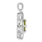 Sterling Silver Rhodium-plated Polished Checker-cut Round Peridot and White Topaz Pendant - Image 2