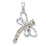 Sterling Silver Rhodium-plated Polished Citrine Dragonfly Pendant - Image 3