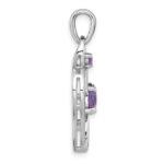 Sterling Silver Rhodium-plated Polished Amethyst Open Heart Pendant - Image 2