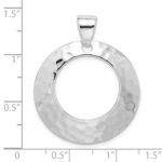 Sterling Silver Rhodium-plated Hammered Circle Pendant - Image 3