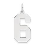 Sterling Silver/Rhodium-plated Polished Number 6 Charm