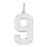 Sterling Silver/Rhodium-plated Polished Number 9 Charm