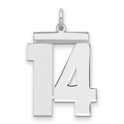 Sterling Silver/Rhodium-plated Polished Number 14 Charm