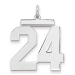 Sterling Silver/Rhodium-plated Polished Number 24 Charm