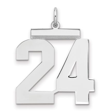 Sterling Silver/Rhodium-plated Polished Number 24 Charm