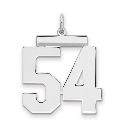 Sterling Silver/Rhodium-plated Polished Number 54 Charm