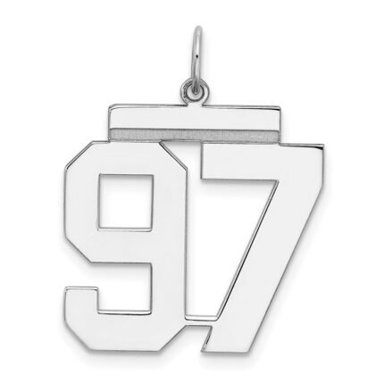 Sterling Silver/Rhodium-plated Polished Number 97 Charm