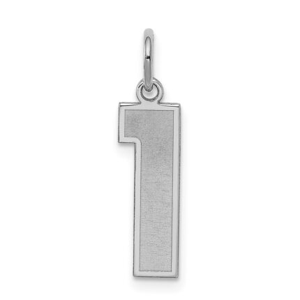 Sterling Silver/Rhodium-plated Satin Number 1 Charm