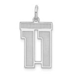 Sterling Silver/Rhodium-plated Satin Number 11 Charm