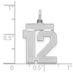 Sterling Silver/Rhodium-plated Satin Number 12 Charm - Image 3