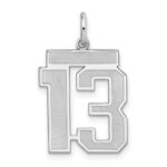 Sterling Silver/Rhodium-plated Satin Number 13 Charm