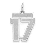 Sterling Silver/Rhodium-plated Satin Number 17 Charm