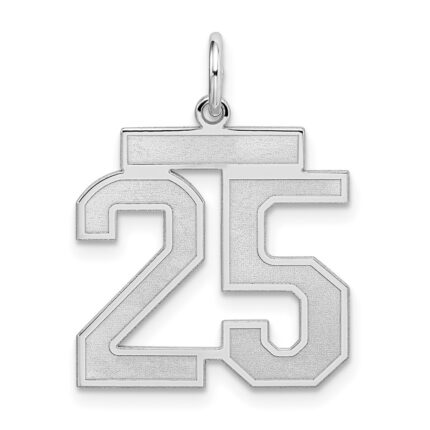 Sterling Silver/Rhodium-plated Satin Number 25 Charm
