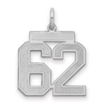 Sterling Silver/Rhodium-plated Satin Number 62 Charm