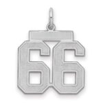 Sterling Silver/Rhodium-plated Satin Number 66 Charm