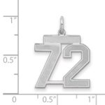 Sterling Silver/Rhodium-plated Satin Number 72 Charm - Image 2