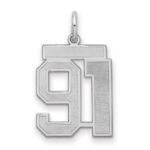 Sterling Silver/Rhodium-plated Satin Number 91 Charm