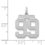Sterling Silver/Rhodium-plated Satin Number 99 Charm - Image 2