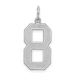Sterling Silver/Rhodium-plated Satin Number 8 Charm