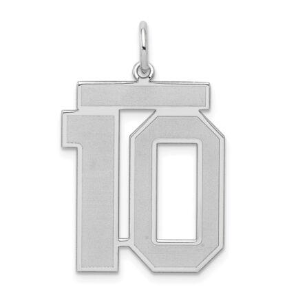 Sterling Silver/Rhodium-plated Satin Number 10 Charm