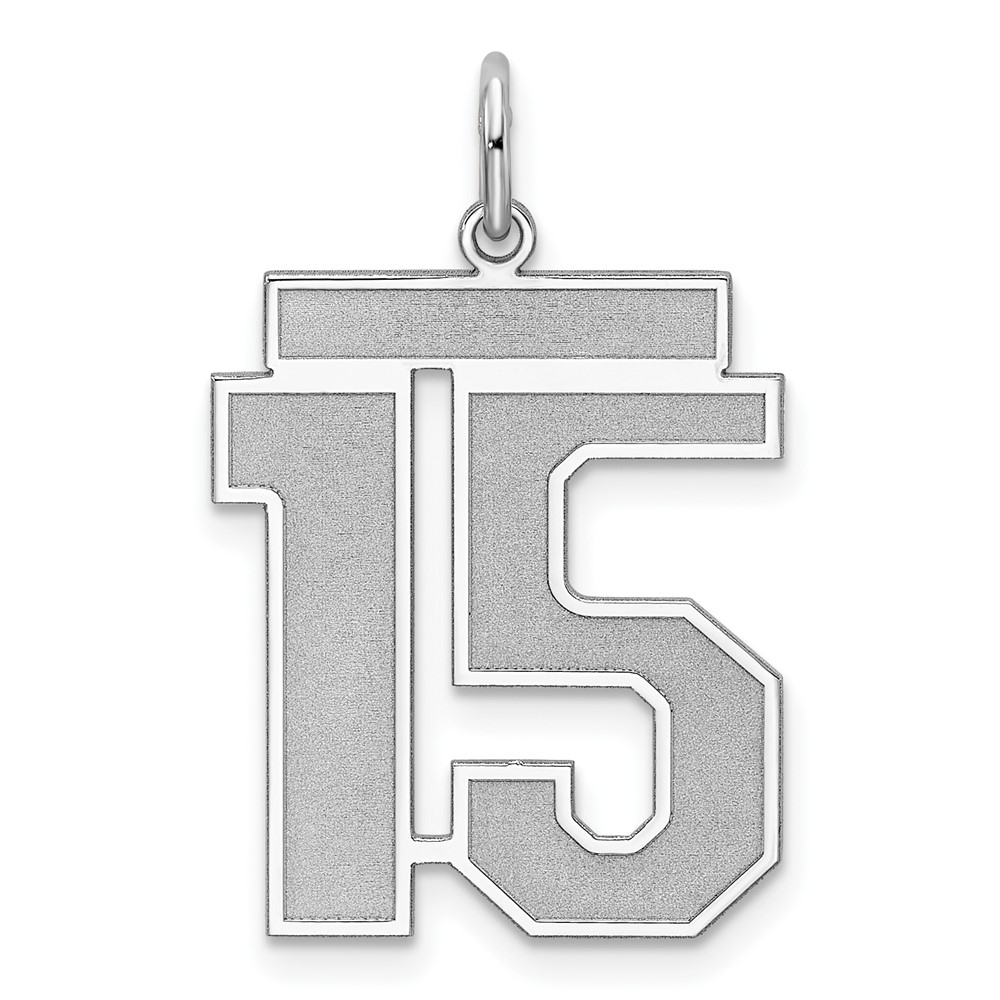 QPP15.jpg Sterling Silver/Rhodium-plated Satin Number 15 Charm - Image 1