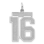 Sterling Silver/Rhodium-plated Satin Number 16 Charm