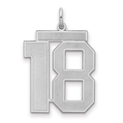 Sterling Silver/Rhodium-plated Satin Number 18 Charm