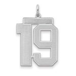 Sterling Silver/Rhodium-plated Satin Number 19 Charm