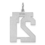 Sterling Silver/Rhodium-plated Satin Number 21 Charm - Image 4