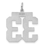 Sterling Silver/Rhodium-plated Satin Number 33 Charm - Image 4