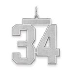 Sterling Silver/Rhodium-plated Satin Number 34 Charm