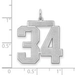Sterling Silver/Rhodium-plated Satin Number 34 Charm - Image 2