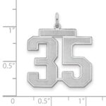 Sterling Silver/Rhodium-plated Satin Number 35 Charm - Image 2