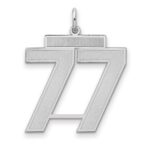 Sterling Silver/Rhodium-plated Satin Number 77 Charm