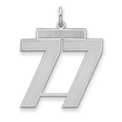 Sterling Silver/Rhodium-plated Satin Number 77 Charm