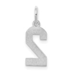 Sterling Silver/Rhodium-plated Satin Number 2 Charm - Image 4