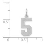 Sterling Silver/Rhodium-plated Satin Number 5 Charm - Image 3