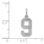 Sterling Silver/Rhodium-plated Satin Number 9 Charm - Image 3
