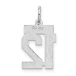 Sterling Silver/Rhodium-plated Satin Number 12 Charm - Image 4