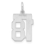 Sterling Silver/Rhodium-plated Satin Number 18 Charm - Image 4