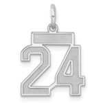 Sterling Silver/Rhodium-plated Satin Number 24 Charm