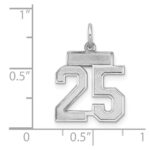 Sterling Silver/Rhodium-plated Satin Number 25 Charm - Image 3