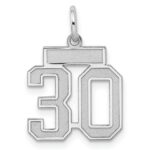 Sterling Silver/Rhodium-plated Satin Number 30 Charm